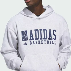 adidas Basketball|Basketball<· BASKETBALL GRAPHIC HOODIE Light Grey Heather