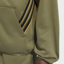 adidas Basketball|Basketball<· CRAZY WARM FULLZIP HOODIE Olive Strata / Lucid Orange