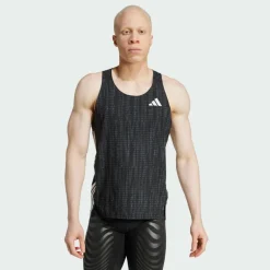adidas Tops & Tanks<· Adizero Running Singlet Carbon / Black