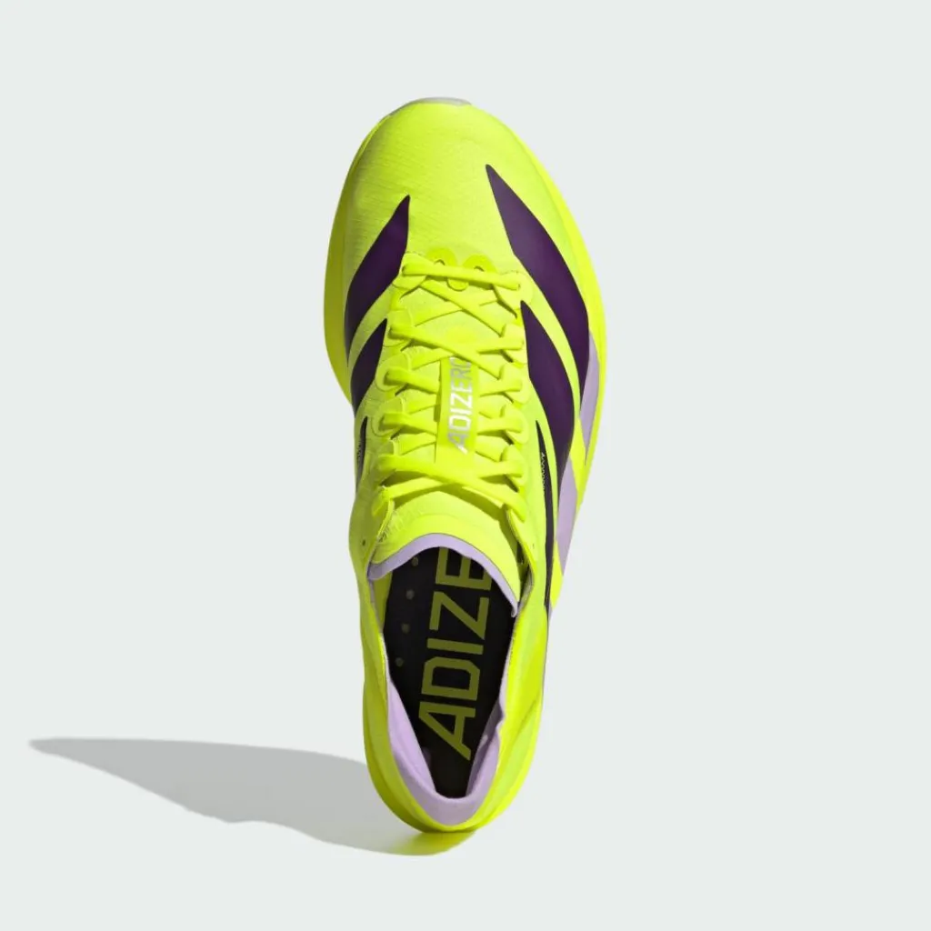 adidas Laufschuhe<· Adizero Takumi Sen 11 Schuh Solar Yellow / Aurora Plum / Powder Plum