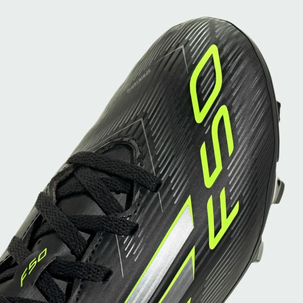 adidas Fußballschuhe<· F50 CLUB Kids Fußballschuh, Core Black / Iron Metallic / Lucid Lemon