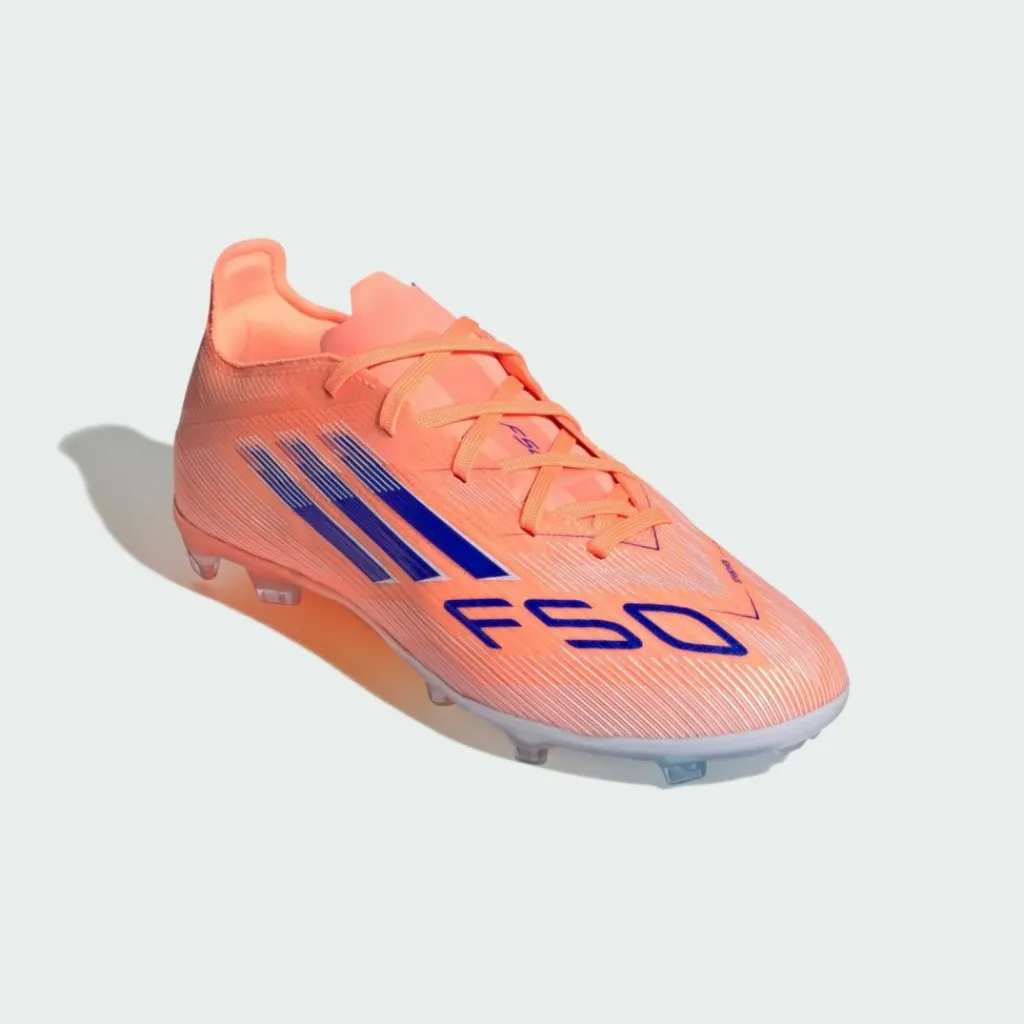 adidas Fußball|Fußballschuhe<· F50 Elite Kids Fußballschuhe für feste Beam Orange / Lucid Blue / Cloud White