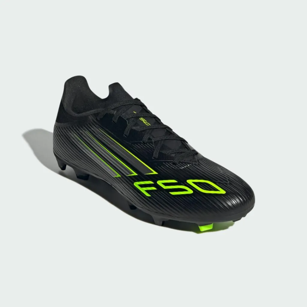 adidas Fußballschuhe|Fußball<· F50 League FG/MG Fußballschuh Core Black / Iron Metallic / Lucid Lemon