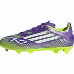 adidas Fußball|Fußballschuhe<· F50 League Kids FG/MG Fußballschuh Purple Rush / Cloud White / Lucid Lemon