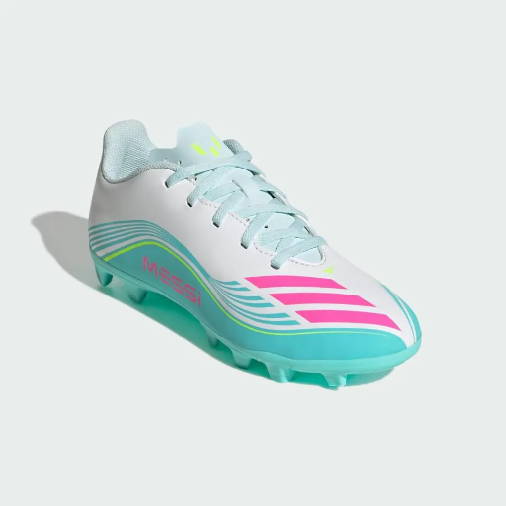 adidas Fußball|Fußballschuhe<· F50 MESSI CLUB Firm Ground/Multi Ground Cloud White / Lucid Pink / Flash Aqua
