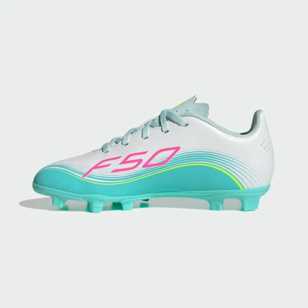 adidas Fußball|Fußballschuhe<· F50 MESSI CLUB Firm Ground/Multi Ground Cloud White / Lucid Pink / Flash Aqua