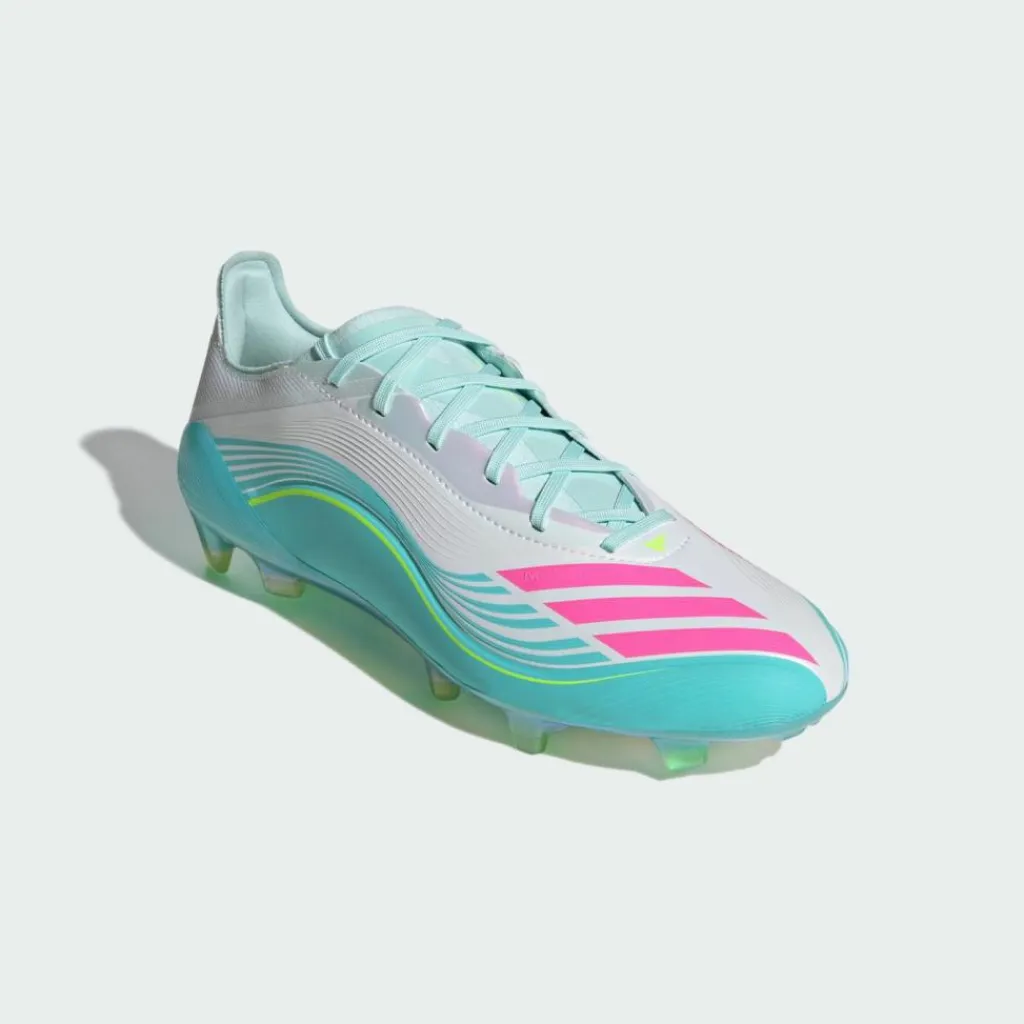 adidas Fußballschuhe|Fußballschuhe<· F50 MESSI ELITE Firm Ground Fußballschuh Cloud White / Lucid Pink / Flash Aqua