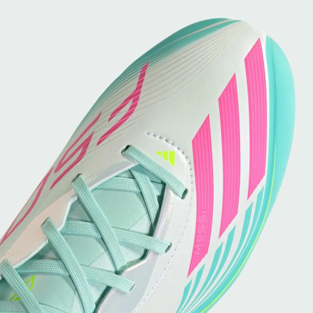 adidas Fußballschuhe|Fußballschuhe<· F50 MESSI ELITE Firm Ground Fußballschuh Cloud White / Lucid Pink / Flash Aqua