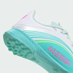 adidas Fußballschuhe<· F50 MESSI LEAGUE Turf Fußballschuh Kids Cloud White / Lucid Pink / Flash Aqua
