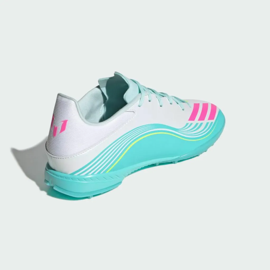 adidas Fußballschuhe|Fußballschuhe<· F50 MESSI LEAGUE Turf Fußballschuh Cloud White / Lucid Pink / Flash Aqua