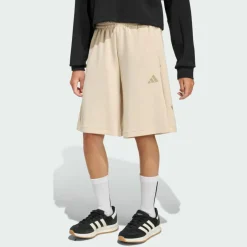 adidas Shorts<· LANGE FUTURE ICONS-3-STREIFEN-SHORTS Crystal Linen / Trace Khaki