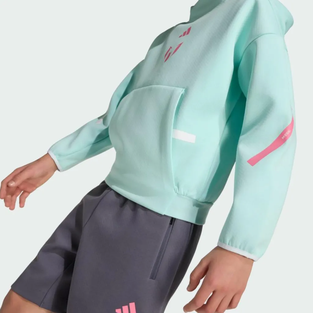 adidas Fußball|Pullover & Sweats<· MESSI ZNE HOODIE KIDS Sweatshirt Semi Flash Aqua