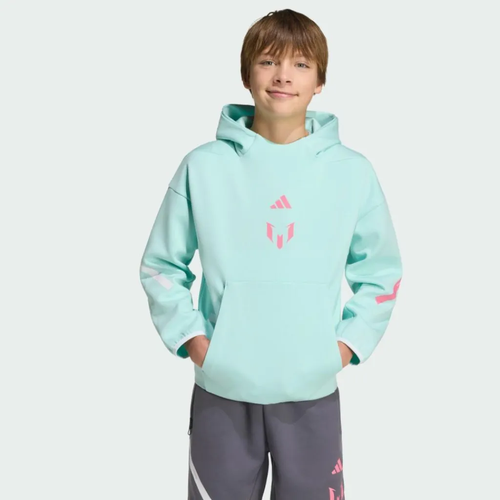 adidas Fußball|Pullover & Sweats<· MESSI ZNE HOODIE KIDS Sweatshirt Semi Flash Aqua