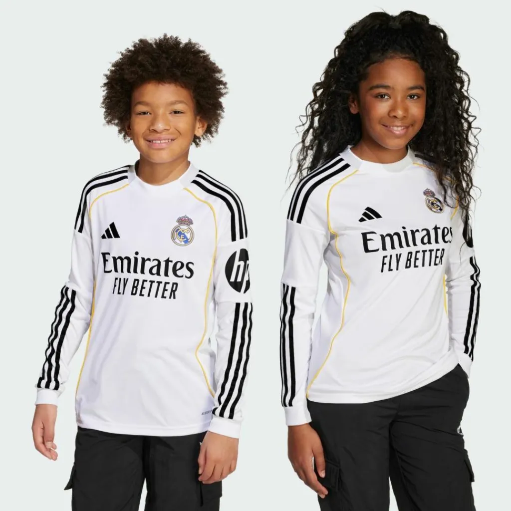 adidas Trikots<· Real Madrid 25/26 Long Sleeve Kids White