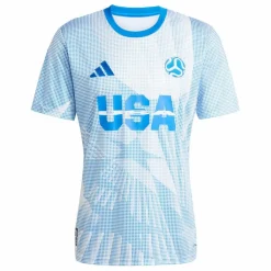 adidas Trikots<· USA Jersey White / Glow Blue