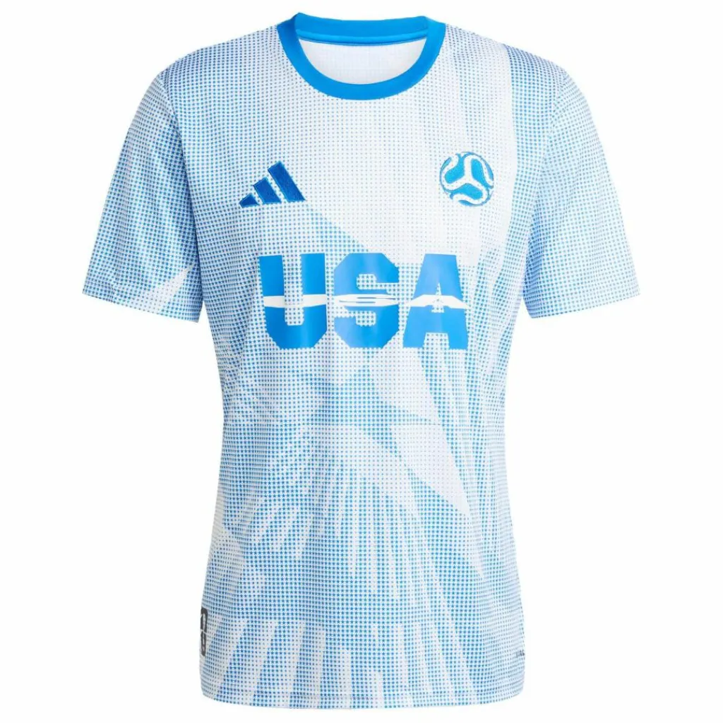 adidas Trikots<· USA Jersey White / Glow Blue