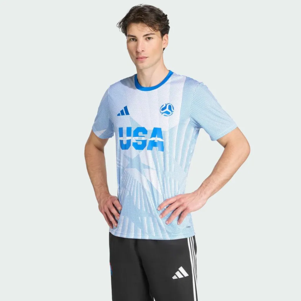 adidas Trikots<· USA Jersey White / Glow Blue