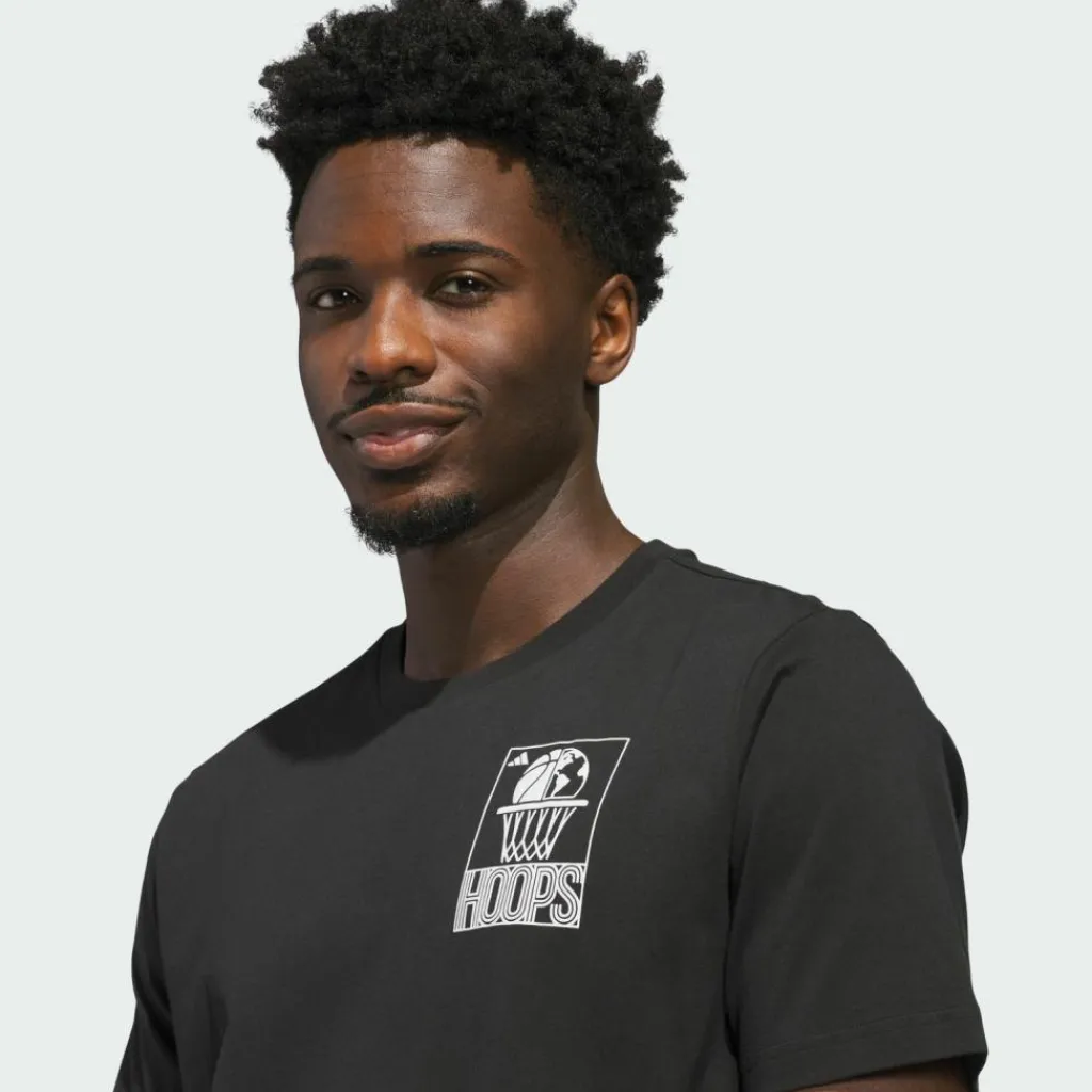adidas Basketball|Basketball<· World Wide Hoops Graphic T-Shirt Black