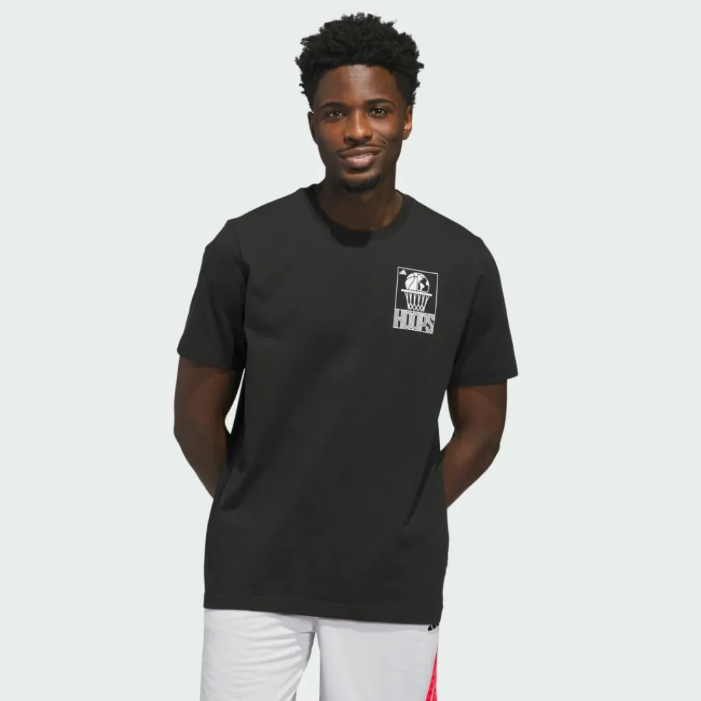 adidas Basketball|Basketball<· World Wide Hoops Graphic T-Shirt Black