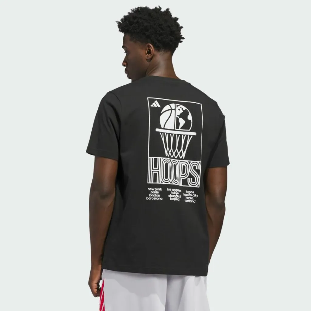 adidas Basketball|Basketball<· World Wide Hoops Graphic T-Shirt Black