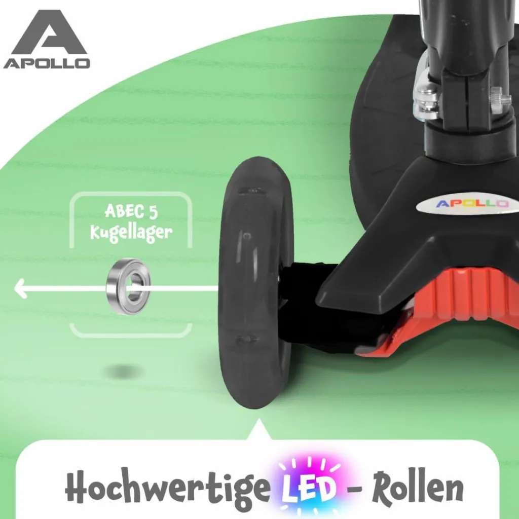 Apollo Skateboarding<· Roller Kids Whiz LED Wheels schwarz
