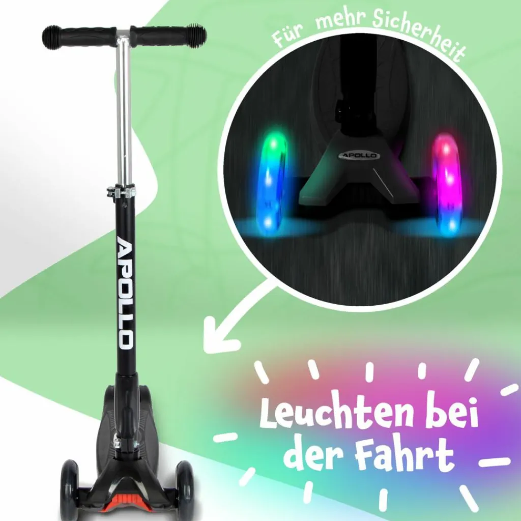 Apollo Skateboarding<· Roller Kids Whiz LED Wheels schwarz