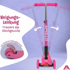 Apollo Skateboarding<· Roller Kids Whiz LED Wheels pink
