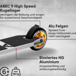 Apollo Skateboarding<· Star Pro weiß-gold