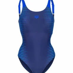 Arena Schwimmen|Schwimmen<· W SIDE PLACEMENT SWIMSUIT U BACK B navy-multi-turquoise