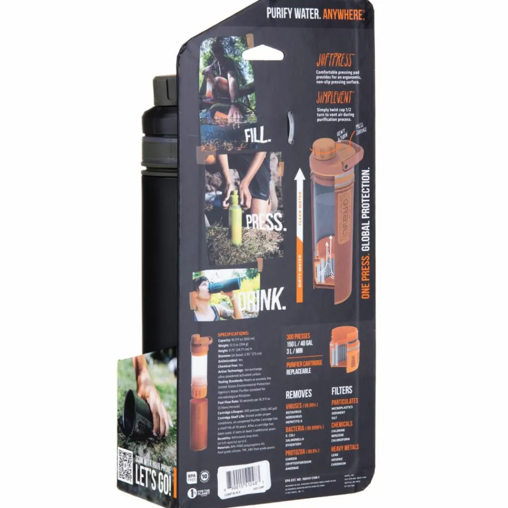 Grayl Trinkzubehör|Trinkzubehör<· Ultrapress Purifier Bottle camp black
