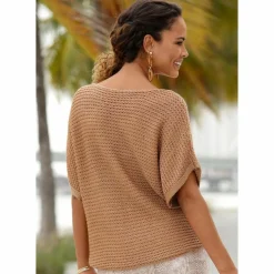 Lascana Pullover & Sweats<· Kurzarmpullover camelfarben