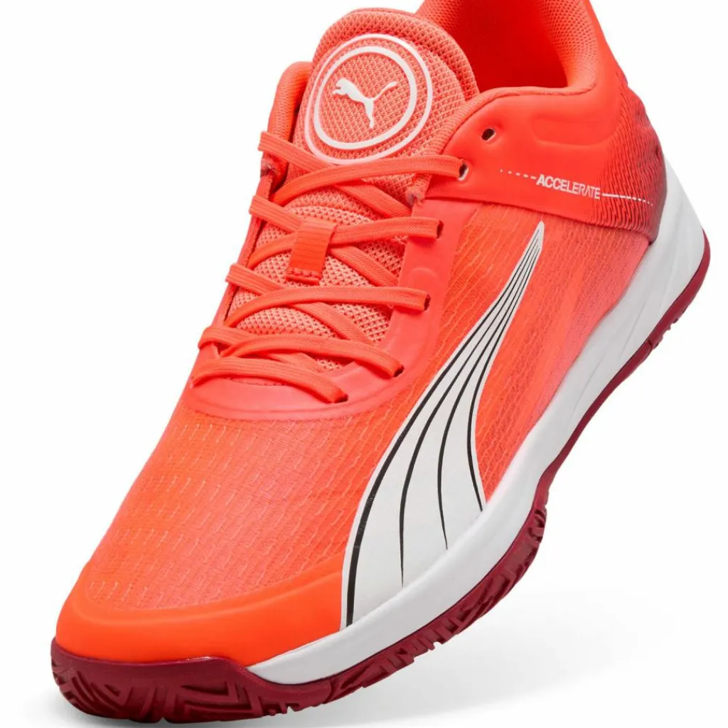 PUMA Volleyball|Badminton<· Accelerate Turbo glowing red-puma white-dark crimson-puma black