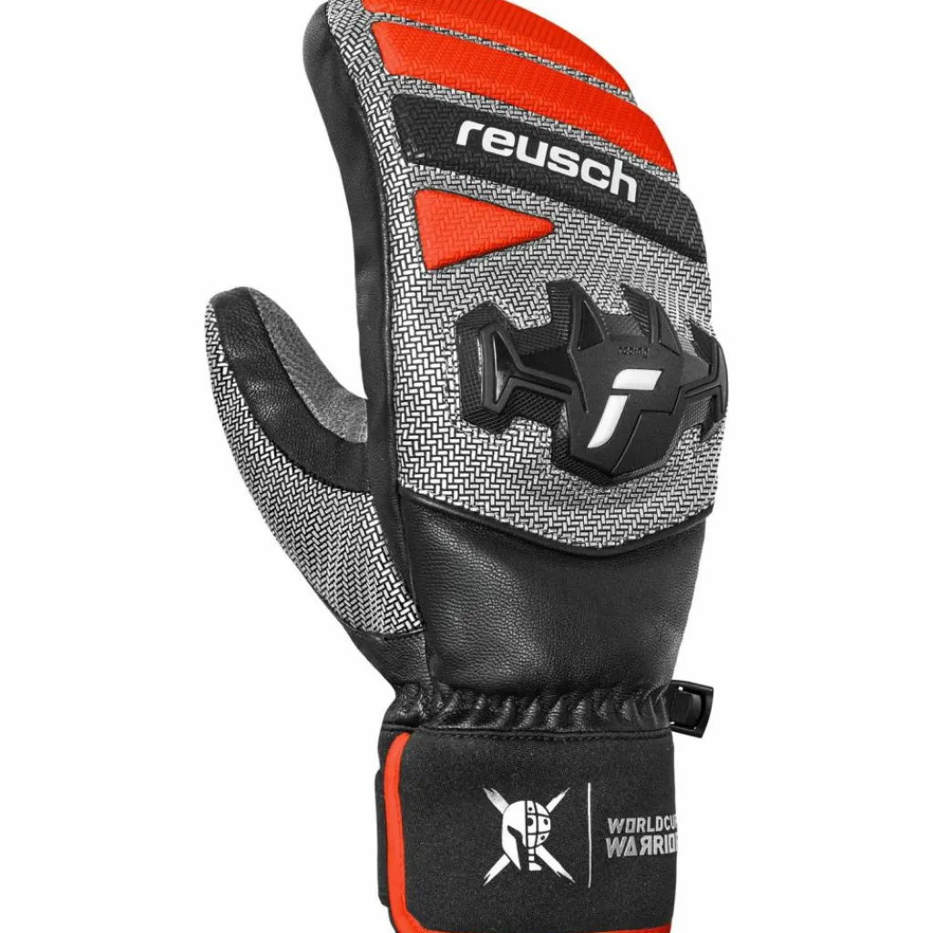 Reusch Skihandschuhe<· Worldcup Warrior Team Mitten 7588 blck/silver/fluo red