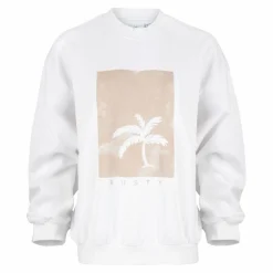 RUSTY Pullover & Sweats<· SUNSET PALM OVERSIZE CREW NECK FLEECE White