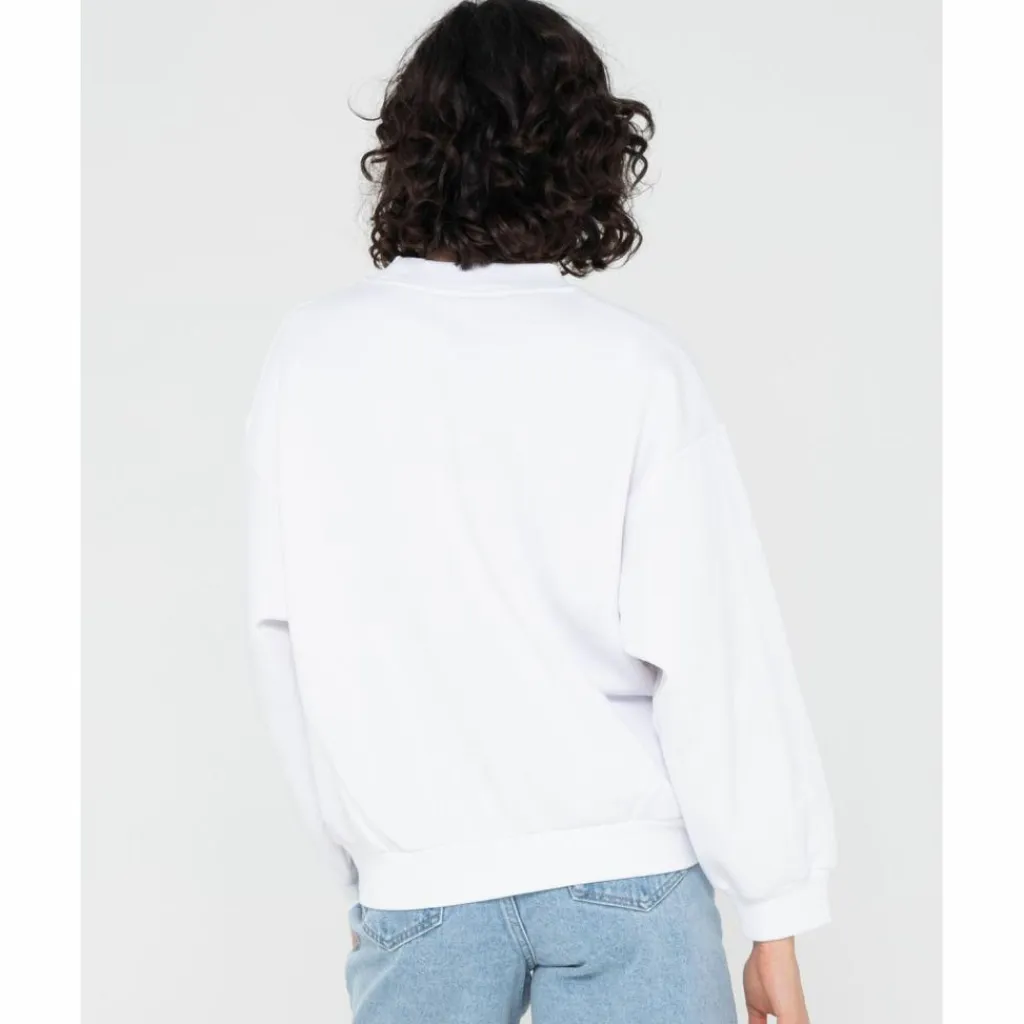 RUSTY Pullover & Sweats<· SUNSET PALM OVERSIZE CREW NECK FLEECE White