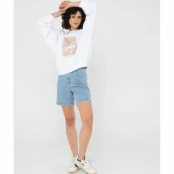 RUSTY Pullover & Sweats<· SUNSET PALM OVERSIZE CREW NECK FLEECE White