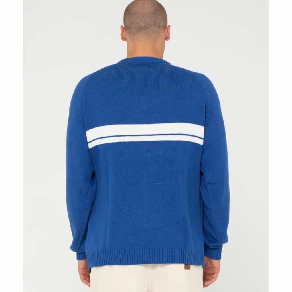 RUSTY Pullover & Sweats<· White LINES KNIT SWEATER Sodalite Blue