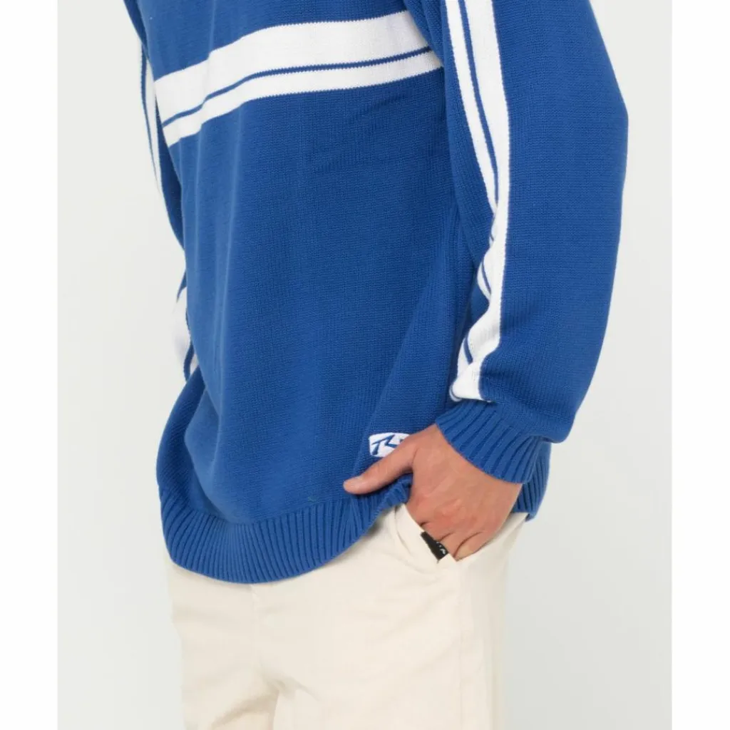 RUSTY Pullover & Sweats<· White LINES KNIT SWEATER Sodalite Blue