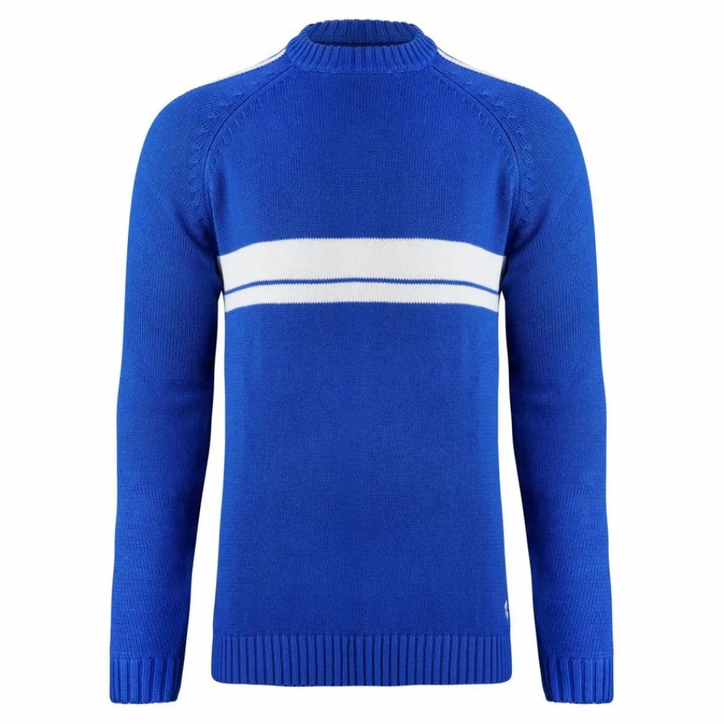 RUSTY Pullover & Sweats<· White LINES KNIT SWEATER Sodalite Blue
