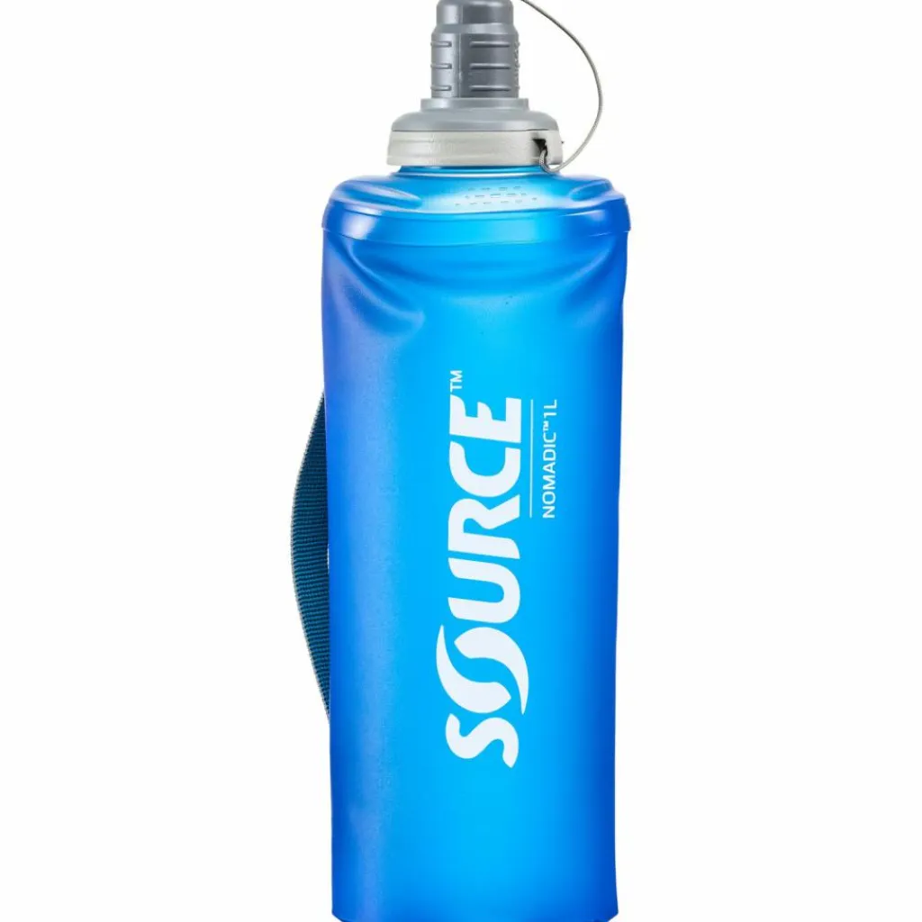 Source Trinkzubehör|Trinkzubehör<· Nomadic foldable bottle 1 Liter blue