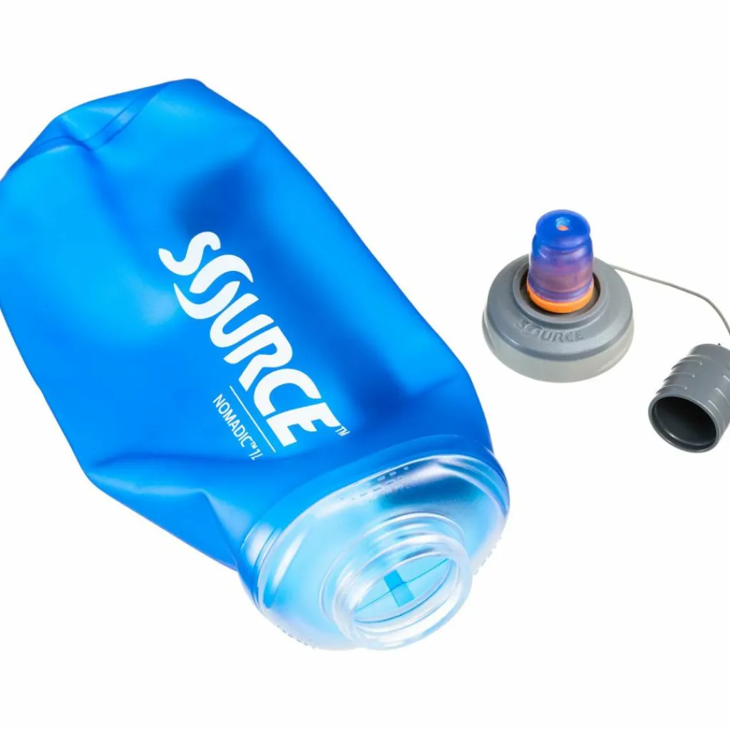 Source Trinkzubehör|Trinkzubehör<· Nomadic foldable bottle 1 Liter blue