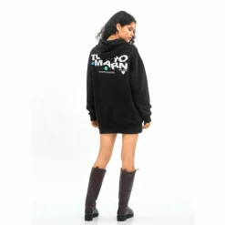 Tom Barron Pullover & Sweats<· WOMEN OVERSIZE FIT TUNIC SWEATSHIRT black