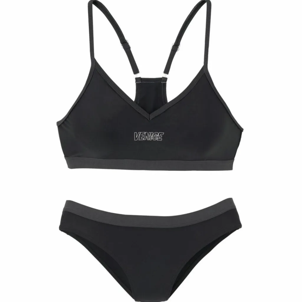 VENICE BEACH Schwimmen<· Bustier-Bikini schwarz-grau
